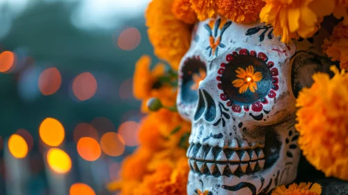 Traditional Mexican Sugar Skull for Day of the Dead - Vibrant Art