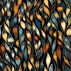 Vibrant Abstract Leaves Pattern on Black Background