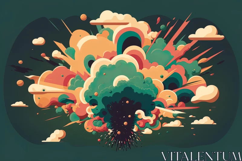 Vibrant Cartoon Explosion Illustration in Graphic Design Style AI Image