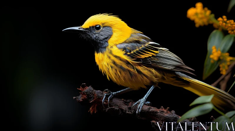 Yellow Bird on Branch - Nature Photography