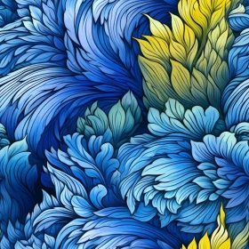 Blue and Yellow Floral Seamless Pattern