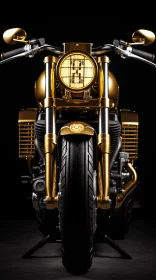 Captivating Gold Motorcycle in Frontal Perspective - Viennese Secession Style