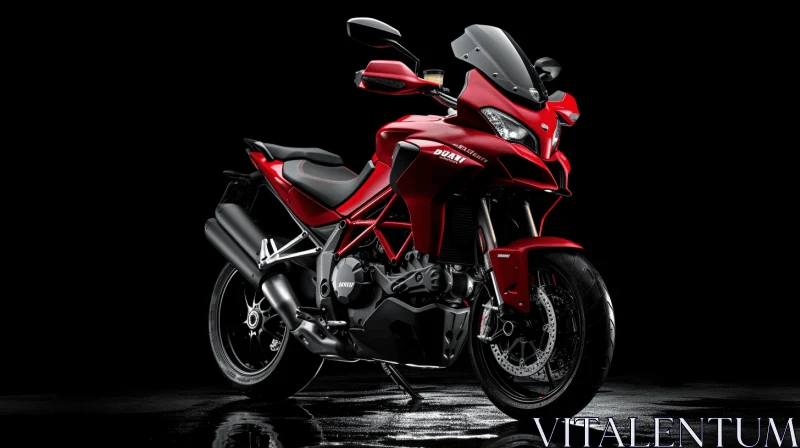 Captivating Red Motorcycle Artwork on Black Background AI Image
