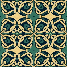 Celtic Knots Geometric Pattern in Gold and Green