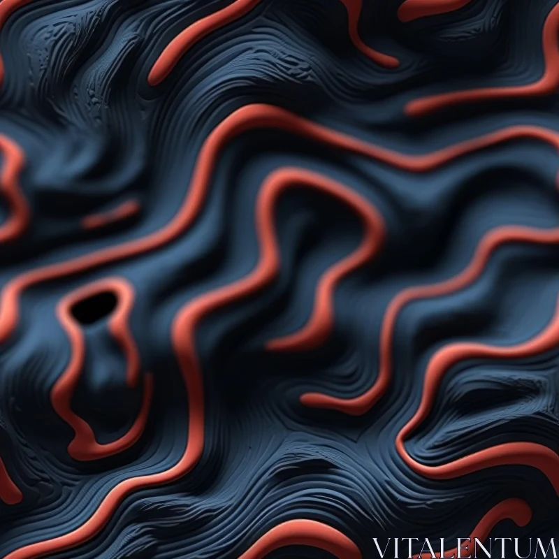 AI ART Dark Blue Background with Red Lines - Patterned Flow