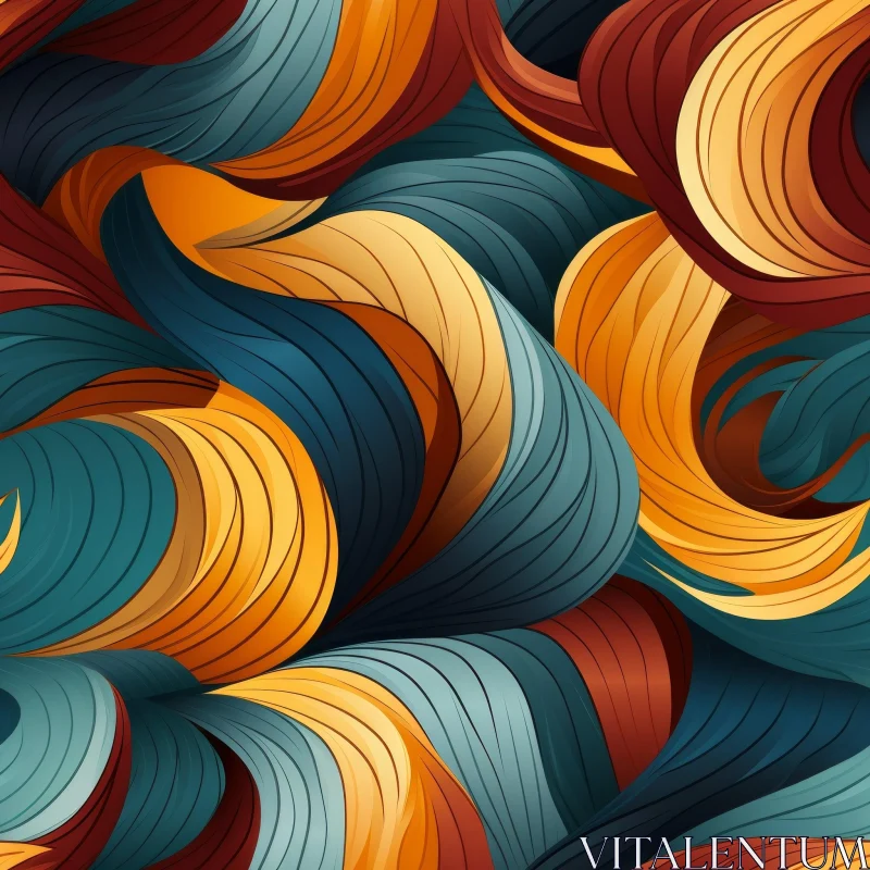 Dynamic Abstract Wavy Pattern in Blue, Green, Orange & Red AI Image