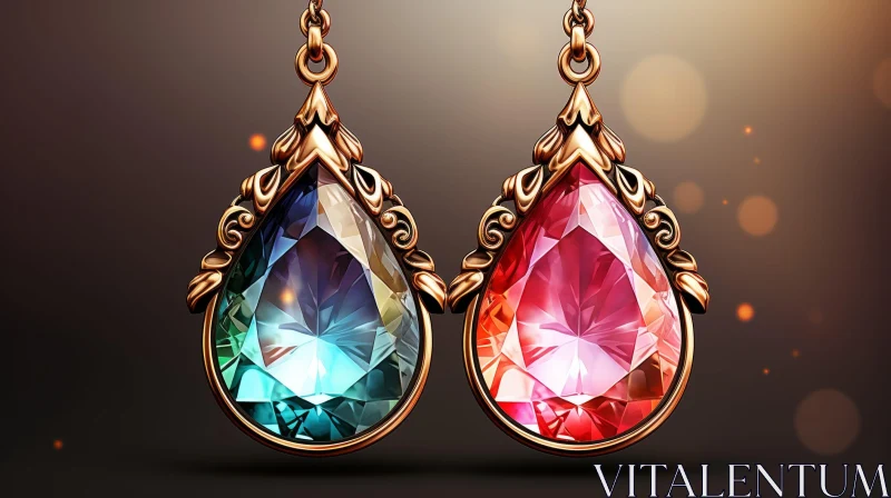 AI ART Exquisite Yellow Gold Gemstone Earrings for Special Occasions