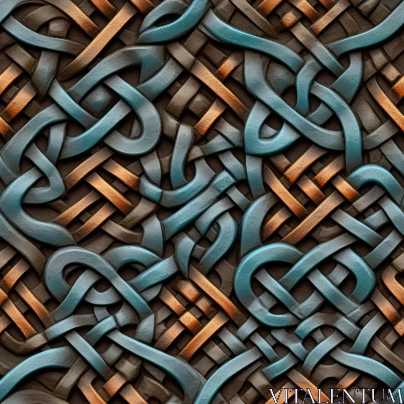 AI ART Intricate Celtic Knot Pattern in Blue and Orange