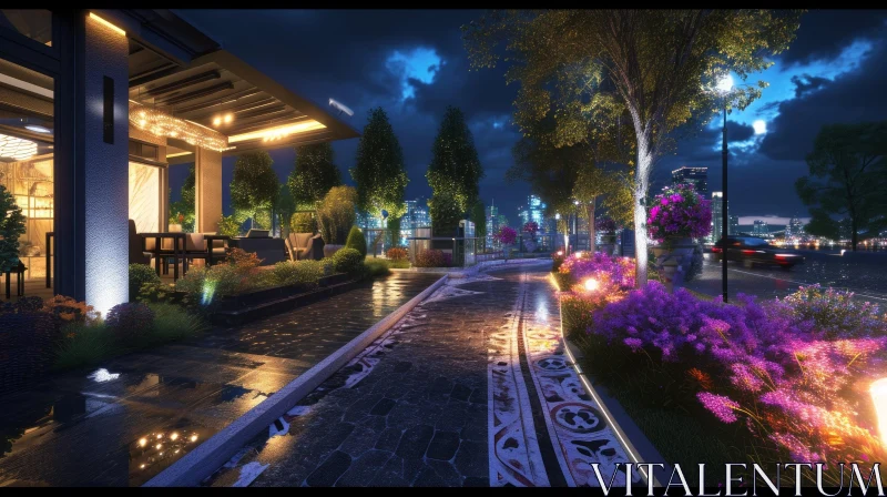 Night View of City Street: Realistic and Captivating AI Image