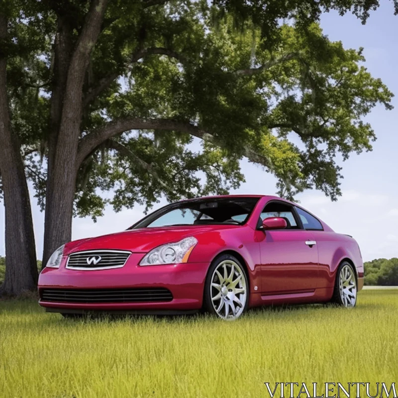 Pink Sports Car in Grass | New American Color Photography AI Image