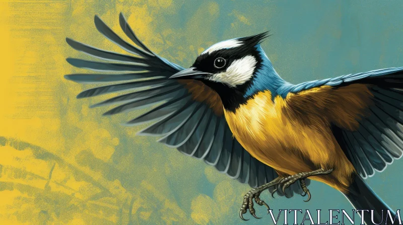 Realistic Bird Painting with Outstretched Wings AI Image