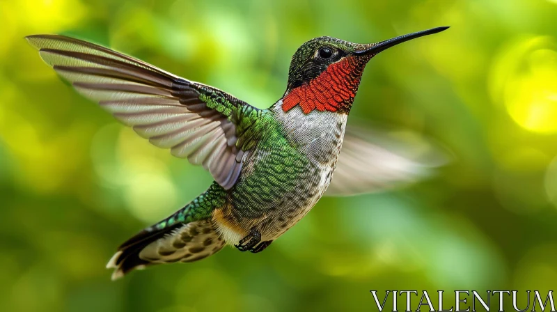 Ruby-Throated Hummingbird in Nature AI Image