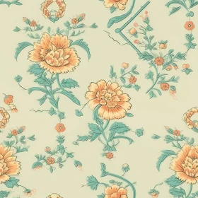 Vintage Floral Pattern on Light Green Background