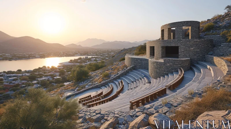 Ancient Greek Amphitheater: A Captivating Display of Architectural Brilliance AI Image