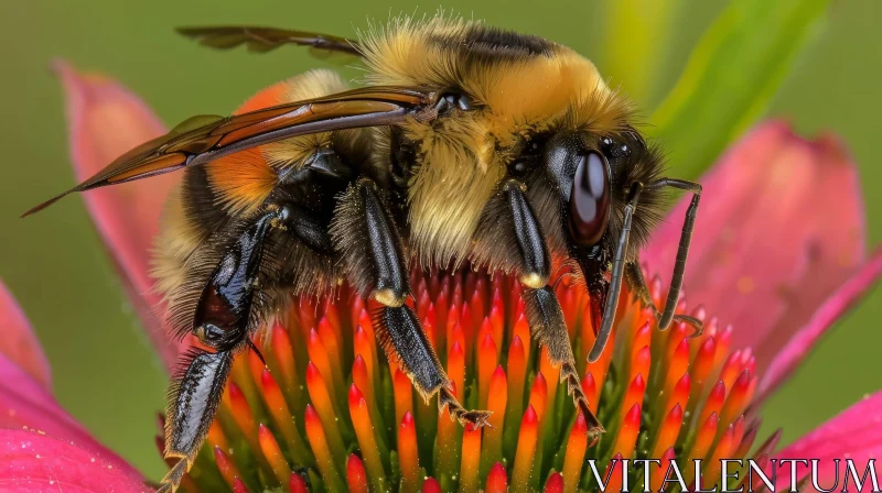 AI ART Bumblebee on Flower Close-Up