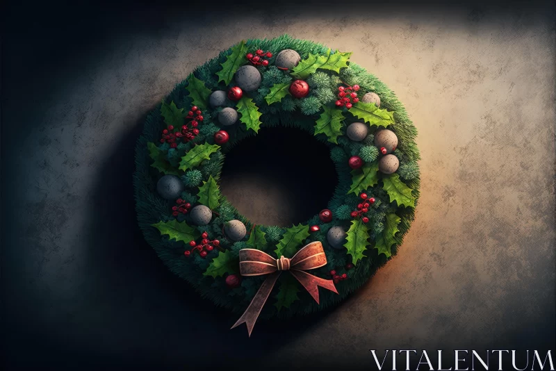 Christmas Wreath on Wall | Zbrush Style | Cranberrycore | Strong Use of Color AI Image