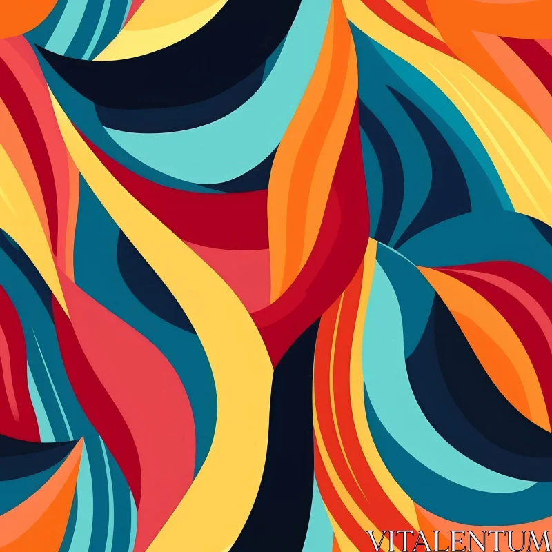 Colorful Abstract Painting with Fluid Wavy Design AI Image