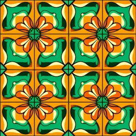 Colorful Floral Tile Pattern - Geometric Symmetry Design