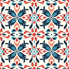 Colorful Floral Tiles Seamless Pattern - Home & Office Decor