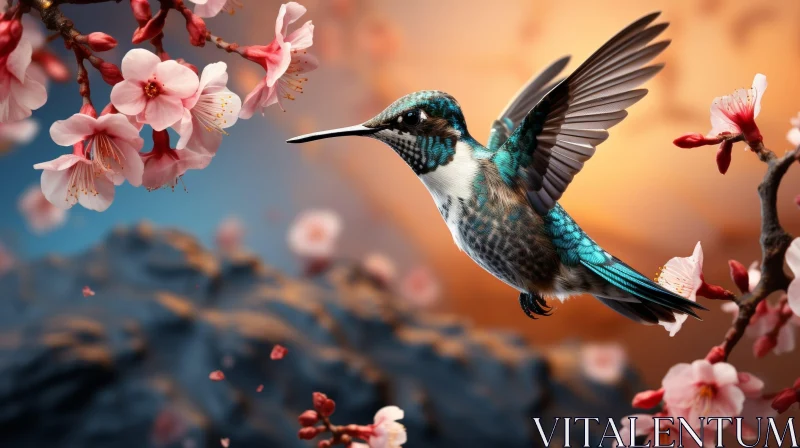 Graceful Hummingbird in Garden - Stunning Nature Scene! AI Image
