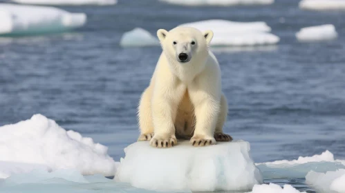 Majestic Polar Bear on Ice Floe in Arctic Ocean