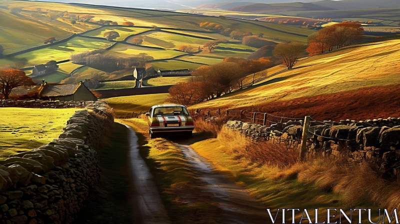 Tranquil Rural Landscape: British Countryside Beauty AI Image