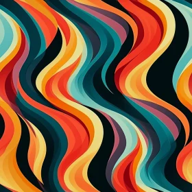 Vibrant Abstract Painting with Colorful Waves