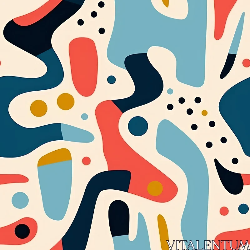 Abstract Seamless Pattern with Organic Shapes AI Image
