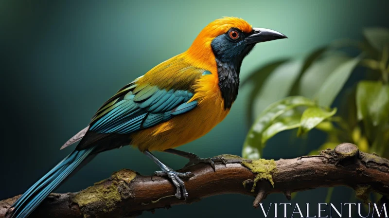 AI ART Colorful Bird Perched on Branch
