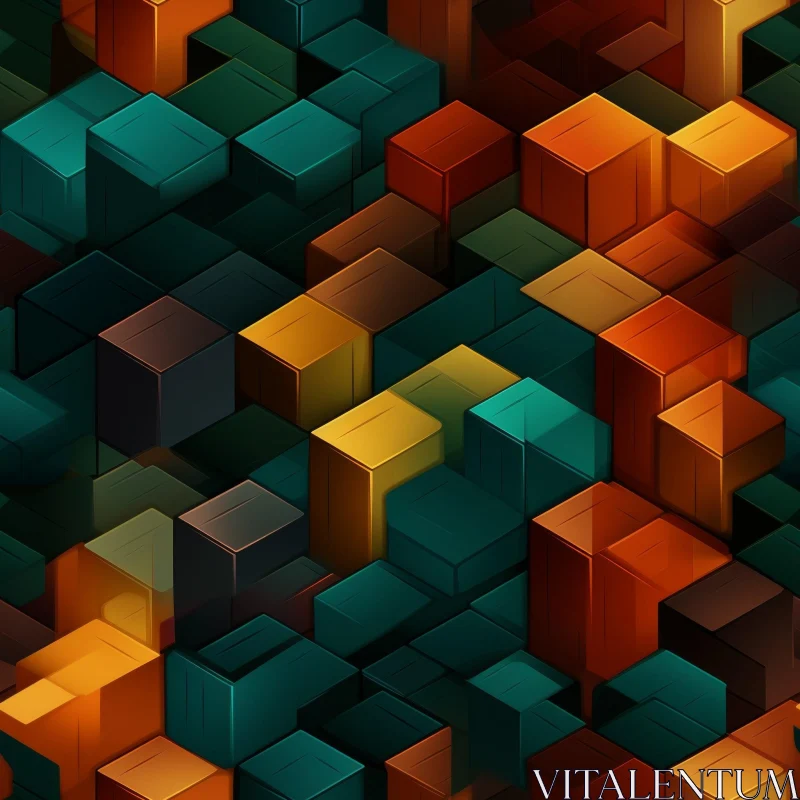 Colorful Cubes Seamless Pattern AI Image
