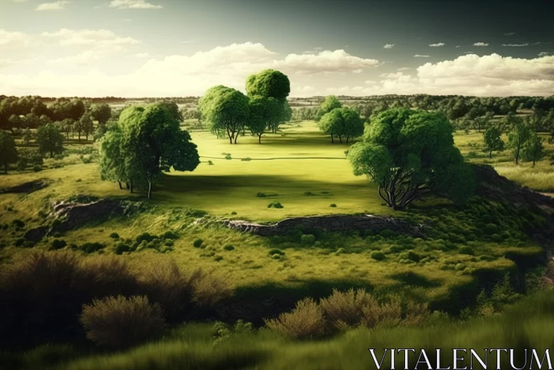Enchanting Landscape: A Captivating Blend of Nostalgia and Natural Beauty AI Image