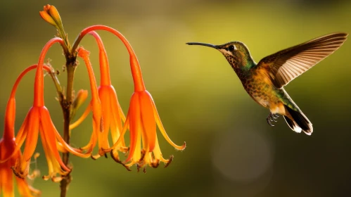 Hummingbird and Flower Encounter