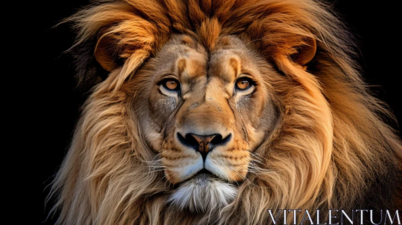 Intense Lion Portrait in Close-up Angle AI Image