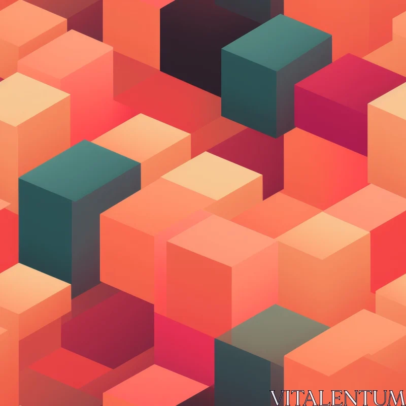 Isometric Cubes Seamless Pattern for Backgrounds AI Image