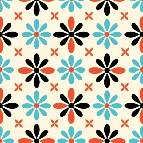 Retro Floral Pattern on Beige Background