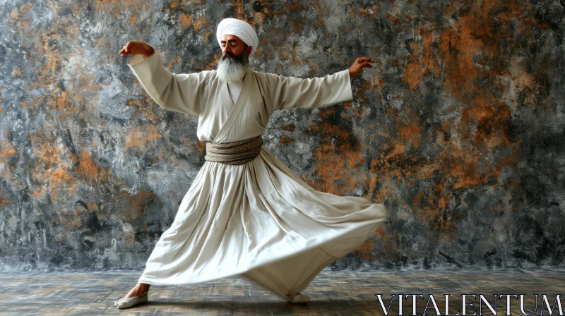 AI ART Transcendence in Motion: A Whirling Sufi Dancer in White Garment