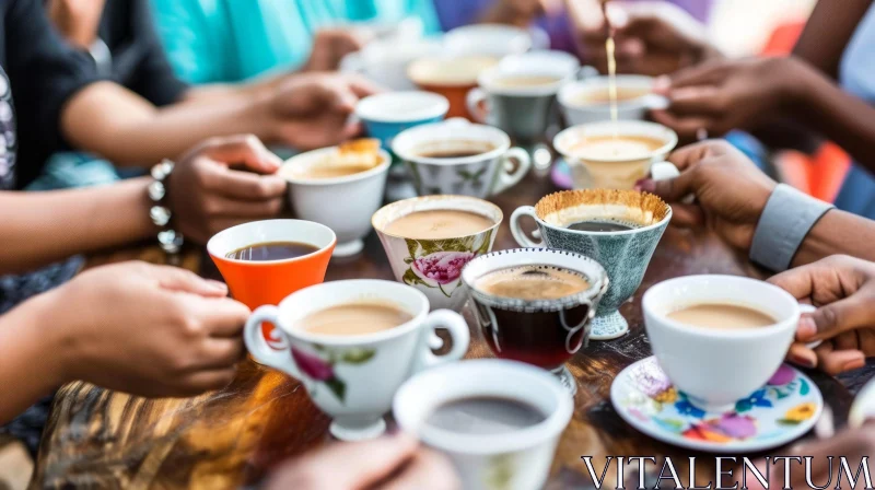 A Multicultural Gathering: Tea and Coffee Enthusiasts Unite AI Image