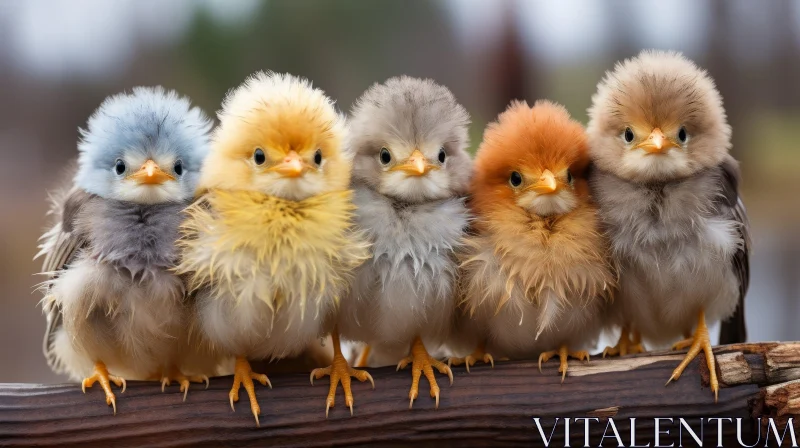 Adorable Baby Chickens on Wooden Fence AI Image