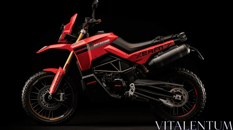 Captivating Red Dirt Bike Against a Mysterious Background AI Image