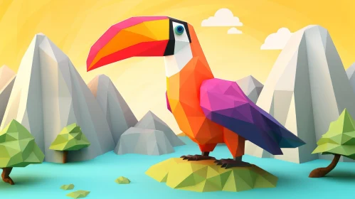 Colorful Toucan 3D Illustration in Nature