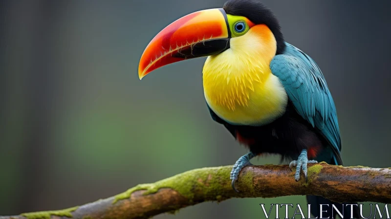 Colorful Toucan Bird on Branch AI Image