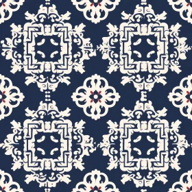 Elegant Blue and White Floral Damask Pattern