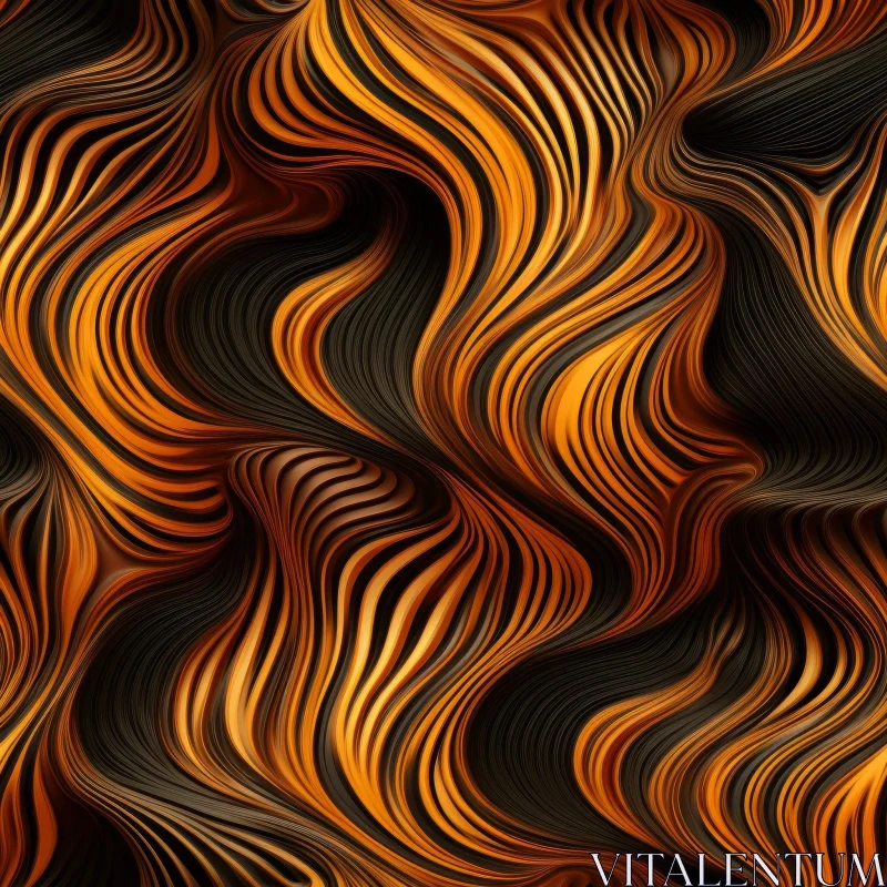 AI ART Abstract Orange and Black Wavy Pattern