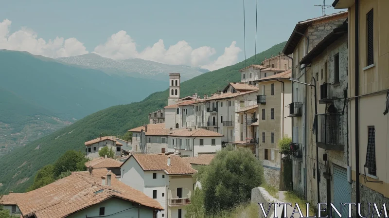 Captivating Italian Hill Town: Charming Architecture Amidst Nature AI Image