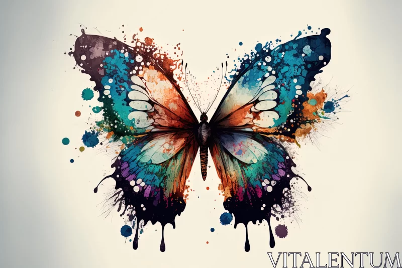Colorful Butterfly with Paint Splatters - Intricate Illustrations AI Image