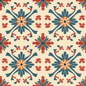 Colorful Floral Tile Pattern - Traditional Portuguese Design