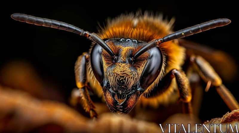 Detailed Bee Head Close-Up Photograph AI Image