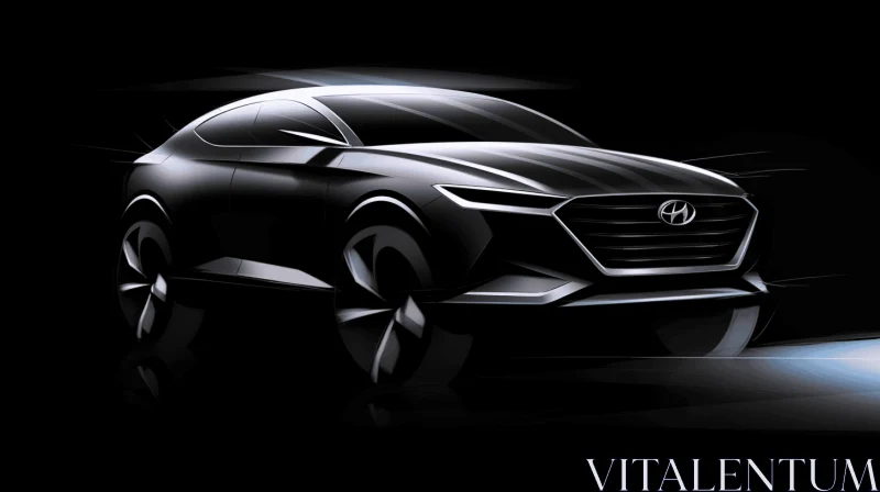 Futuristic Hyundai Concept: Black and White Mastery AI Image