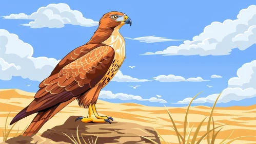 Majestic Hawk in Desert Landscape