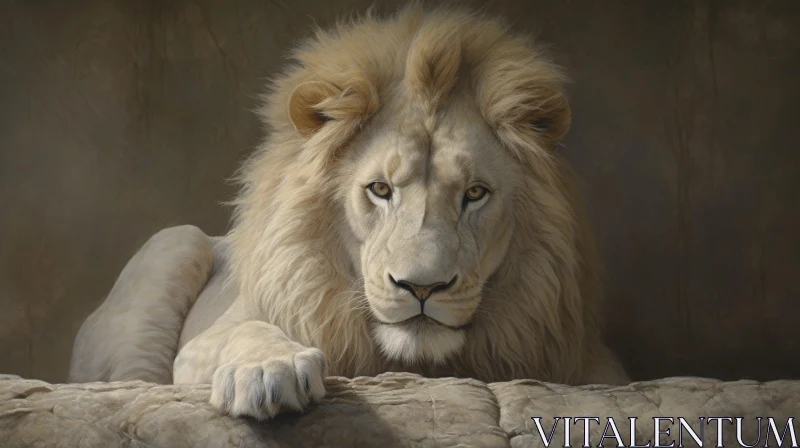 AI ART Majestic White Lion Painting - Realistic Wildlife Artwork